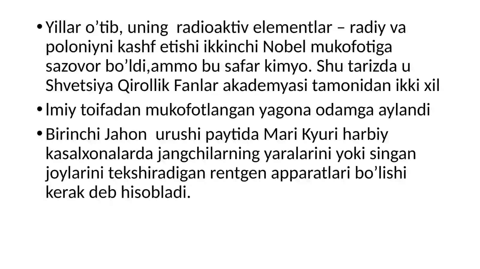 M. Kyurining kimyoviy kashfiyoti 4