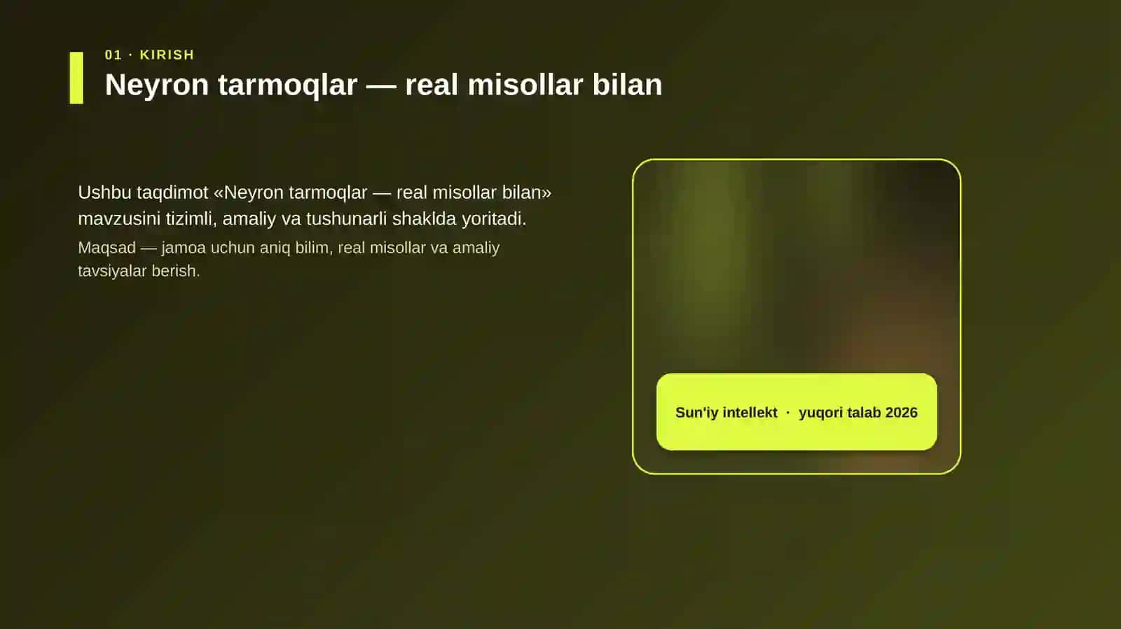 Neyron tarmoqlar — real misollar bilan 4