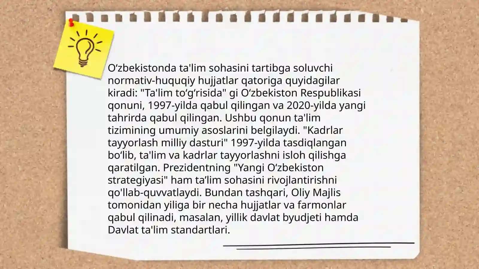 OZBEKISTONDA OLIB BORILAYOTGAN TARBIYANING OQITISH JARAYONIDA IJTIMOIY SIYOSATNING ME`YORIY-HUQUQIY ASASLARI 4