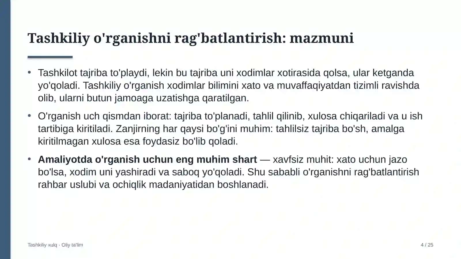 Gulchilikda tashkiliy o'rganishni rag'batlantirish 4