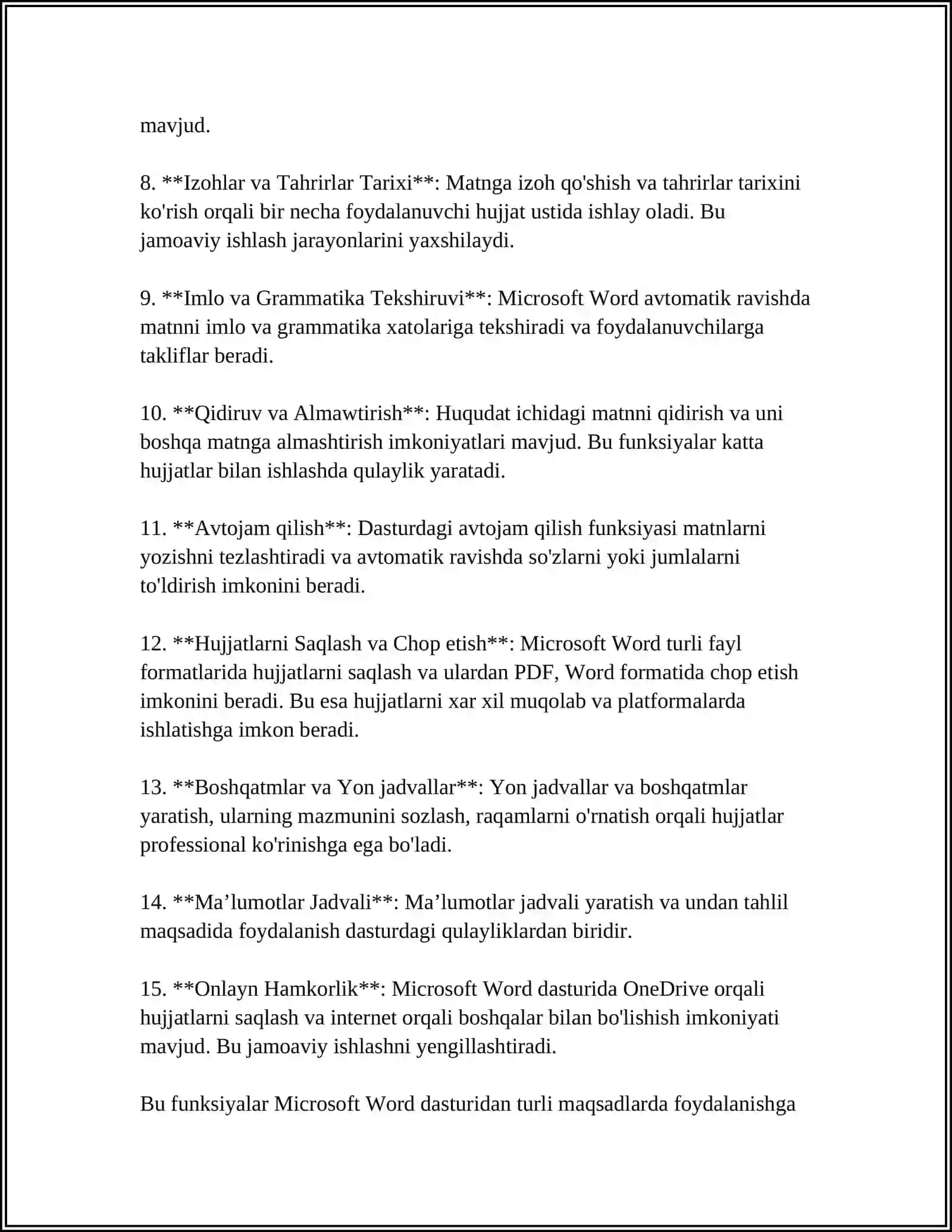 MICROSOFT OFFICE HAQIDA MUSTAQIL ISH 4