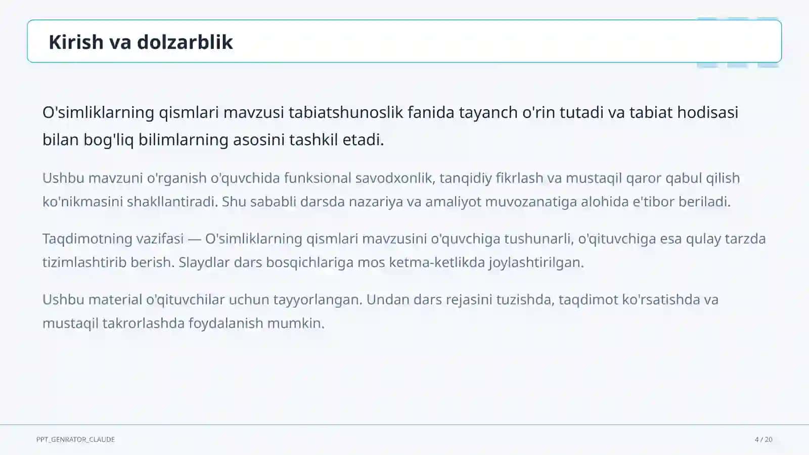 O'simliklarning qismlari (2-sinf) 4