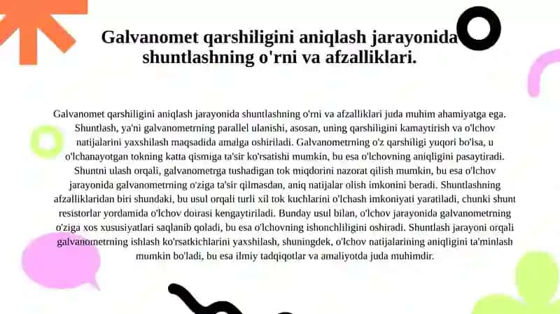 Shuntlash metodi bilan galvanomet qarshiligini aniqlash 4