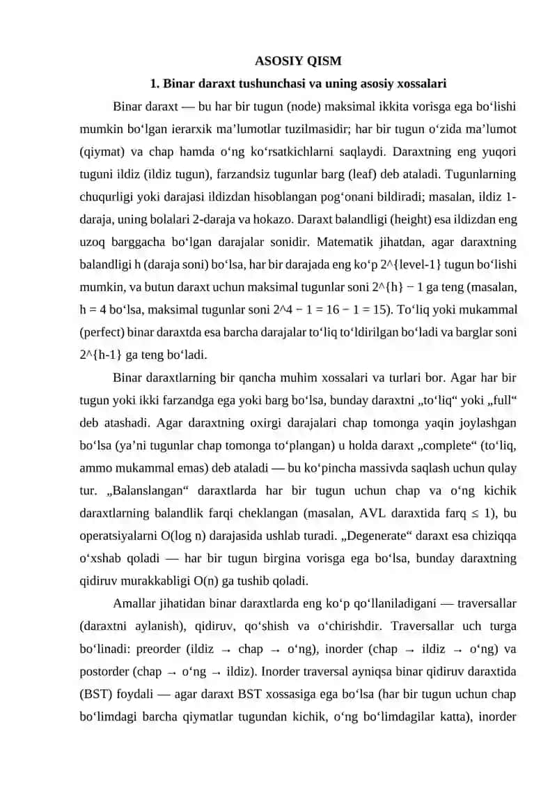 Binar daraxtlar bilan ishlash algoritmlari 4