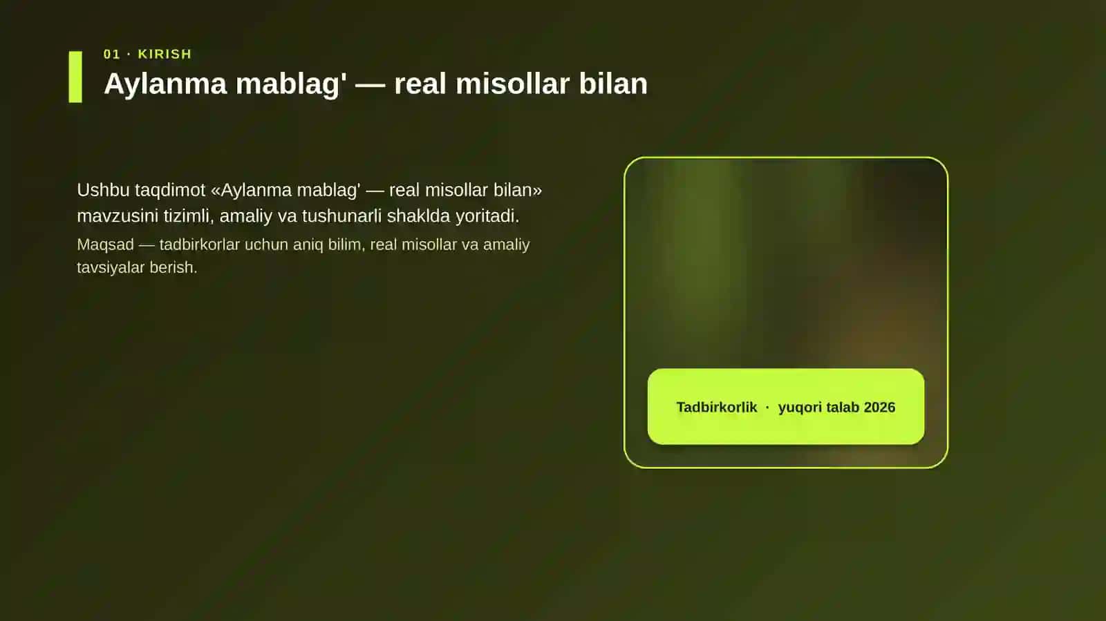 Aylanma mablag' — real misollar bilan 4