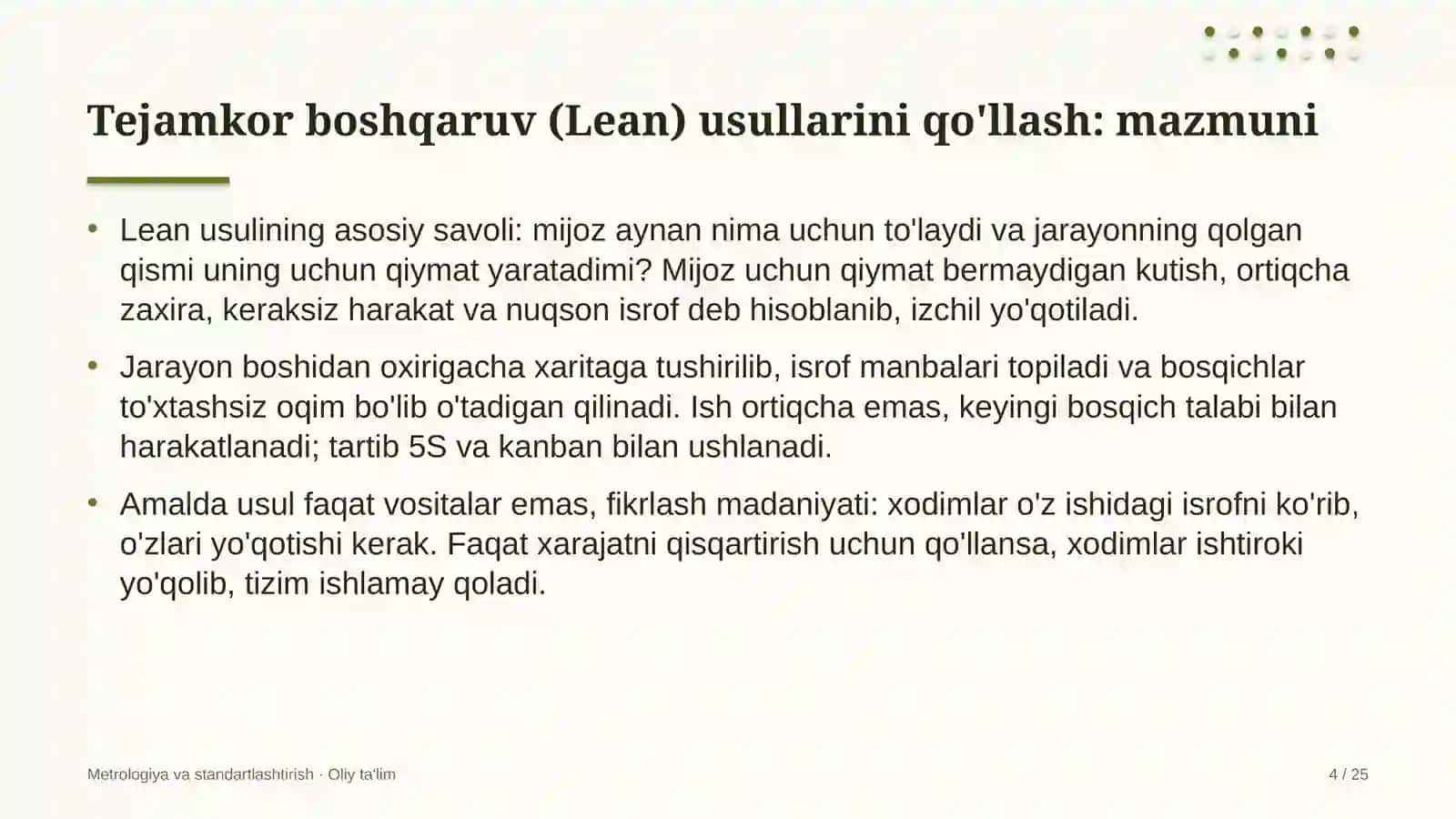 Geodeziya va kartografiyada tejamkor boshqaruv (Lean) usullarini qo'llash 4