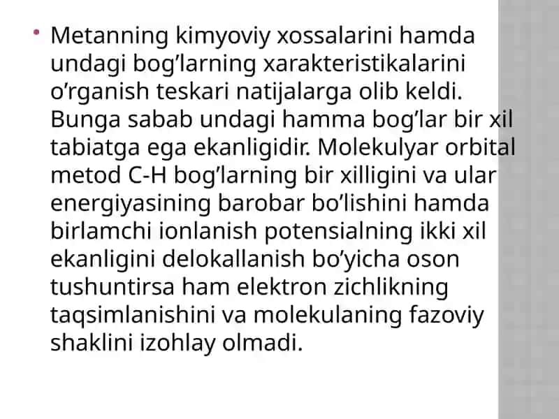 Organik birikmalarda uglerod atomining gibridlanishi 4