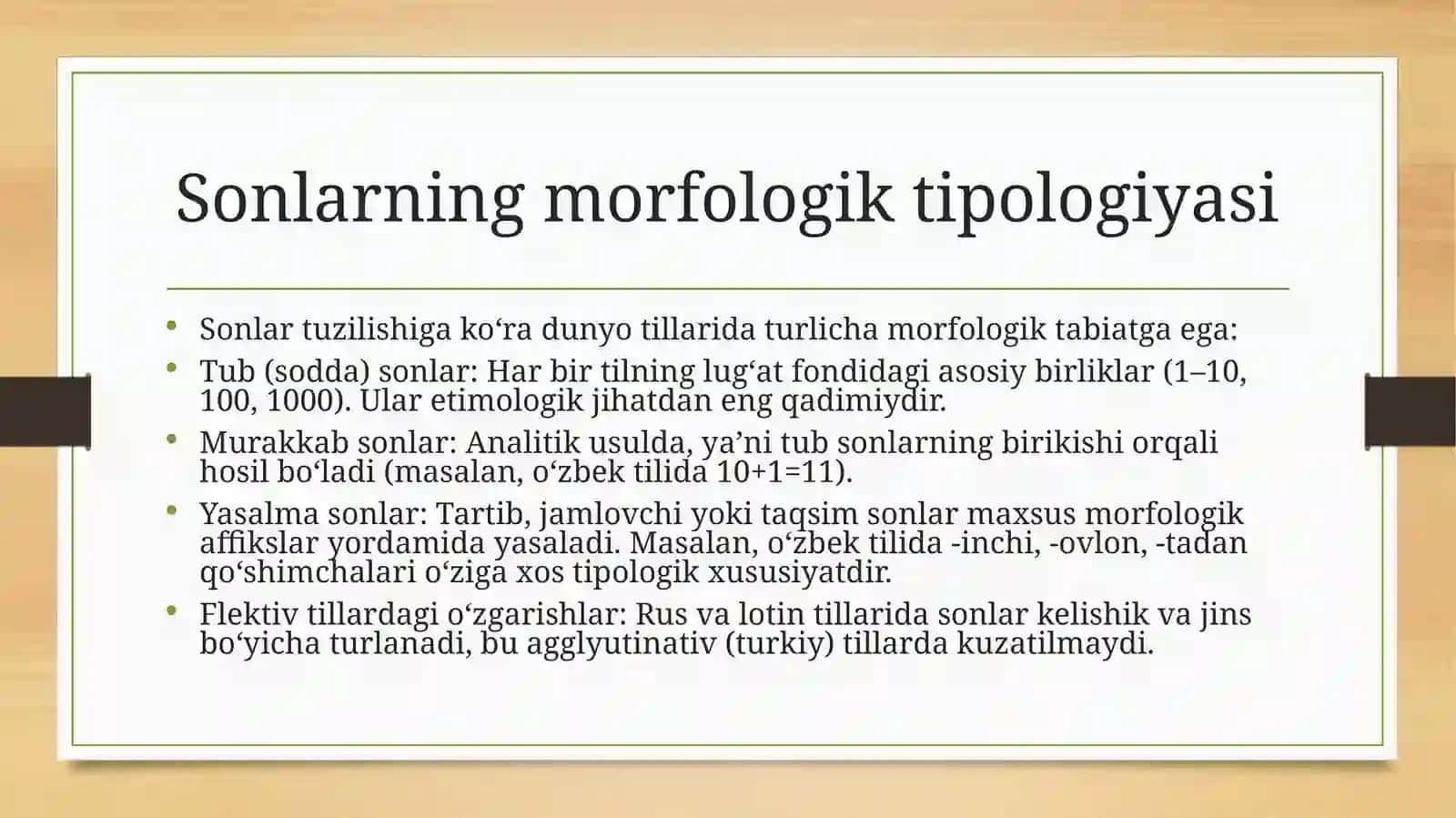 Sonlarning tipologik xususiyatlari 4