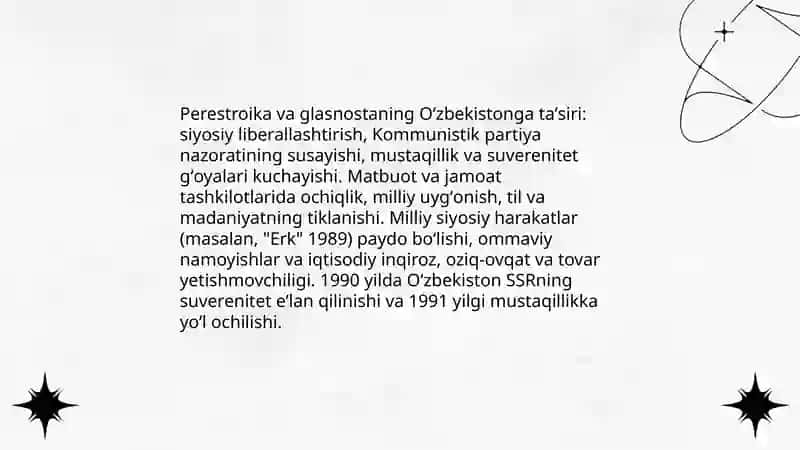 Oʼzbekiston mustaqillikka erishish arafasida 4
