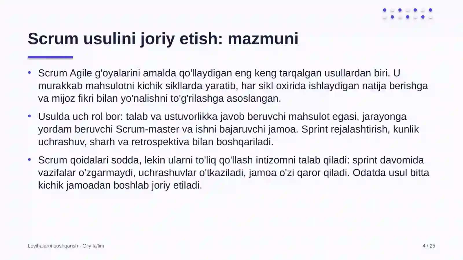 Venchur fondlarida Scrum usulini joriy etish 4