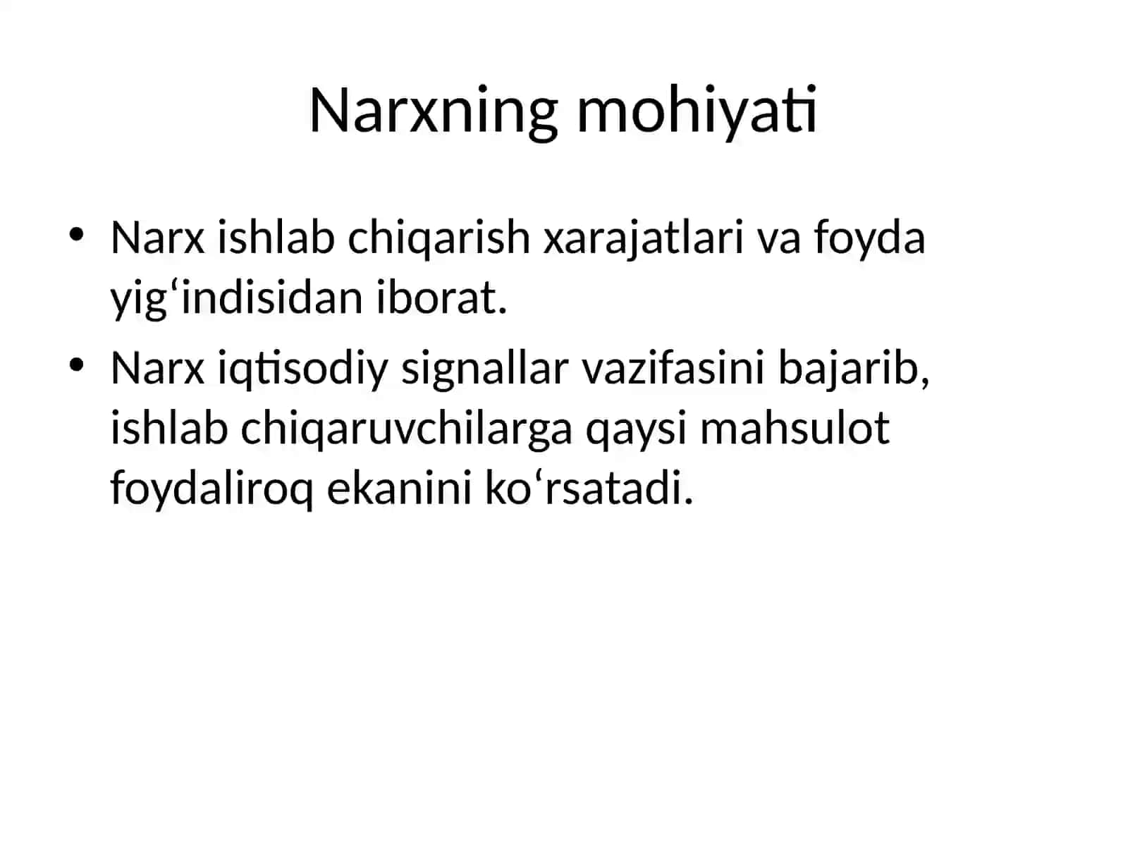 Narxning mohiyati va shakli 4