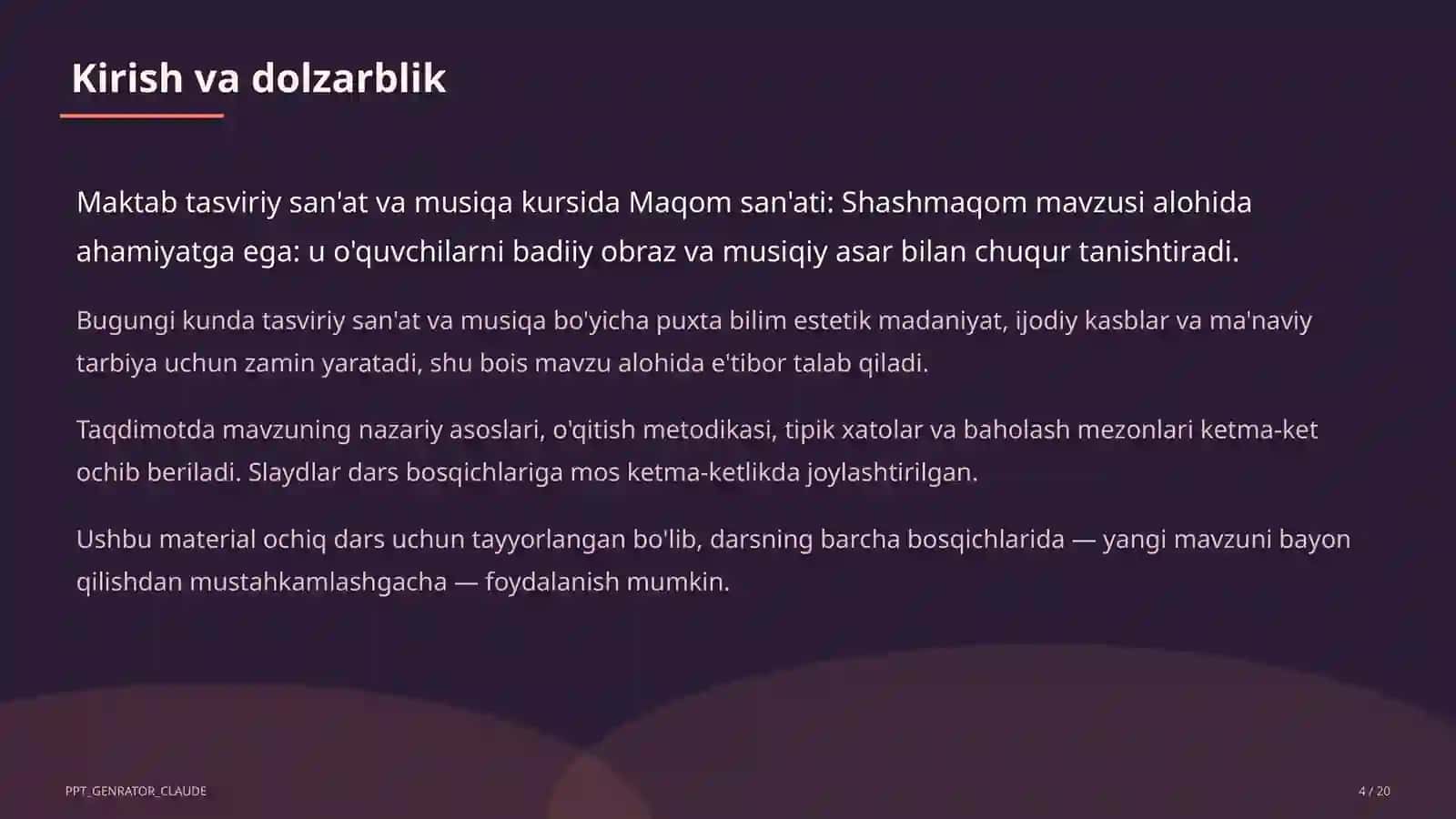 Maqom san'ati: Shashmaqom (5-sinf) 4
