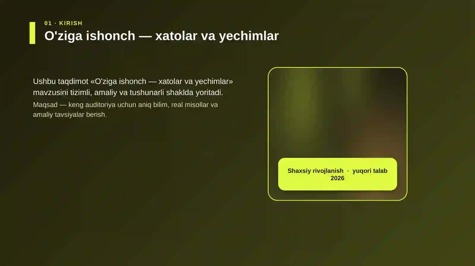 O'ziga ishonch — xatolar va yechimlar 4
