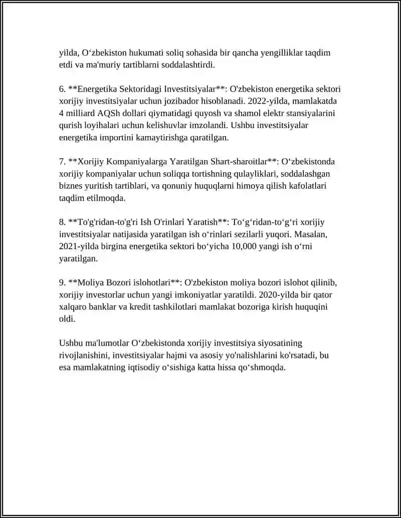 O‘ZBEKISTON RESPUBLIKASI INVESTITSIYA SIYOSATI 4