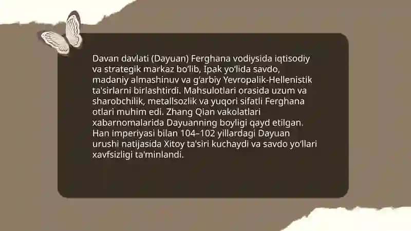 Oʻzbekiston tarixidan Qangʻ va Davan davlatlari 4