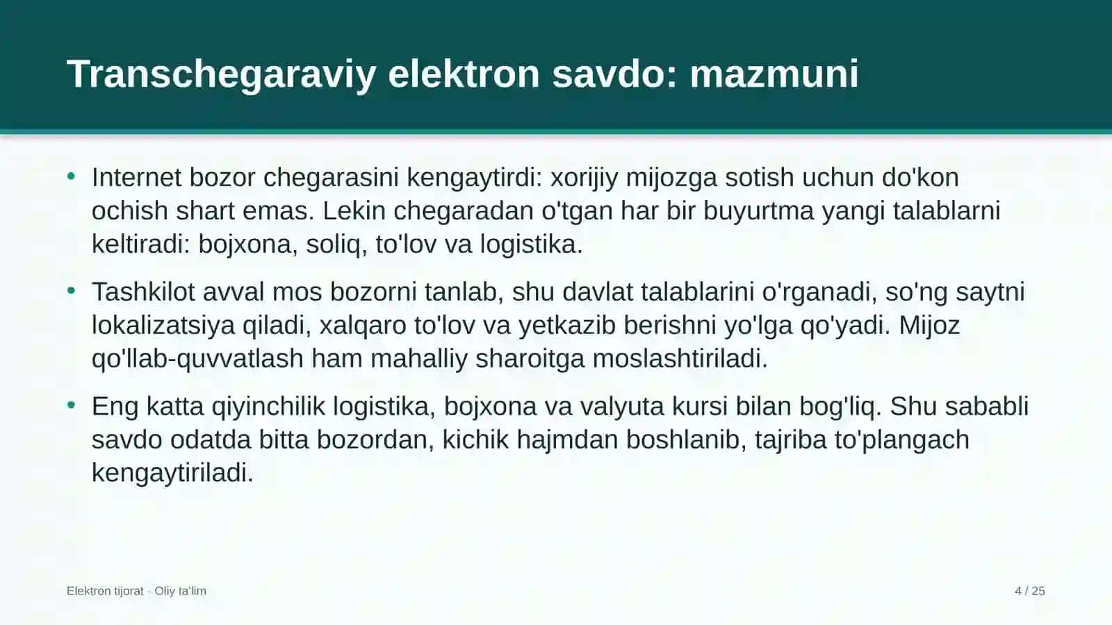 Bojxona terminallarida transchegaraviy elektron savdo 4
