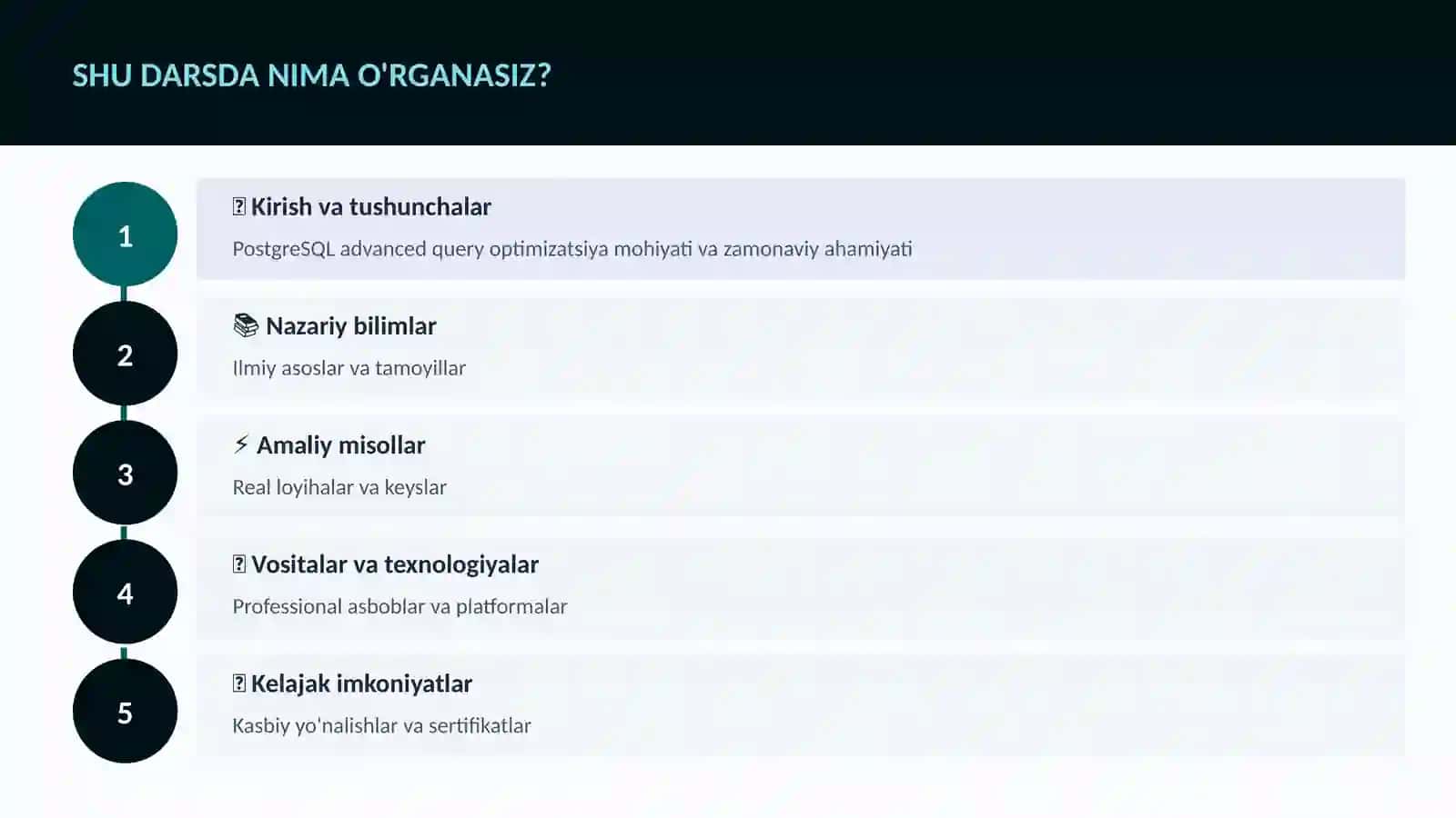 PostgreSQL advanced query optimizatsiya 4