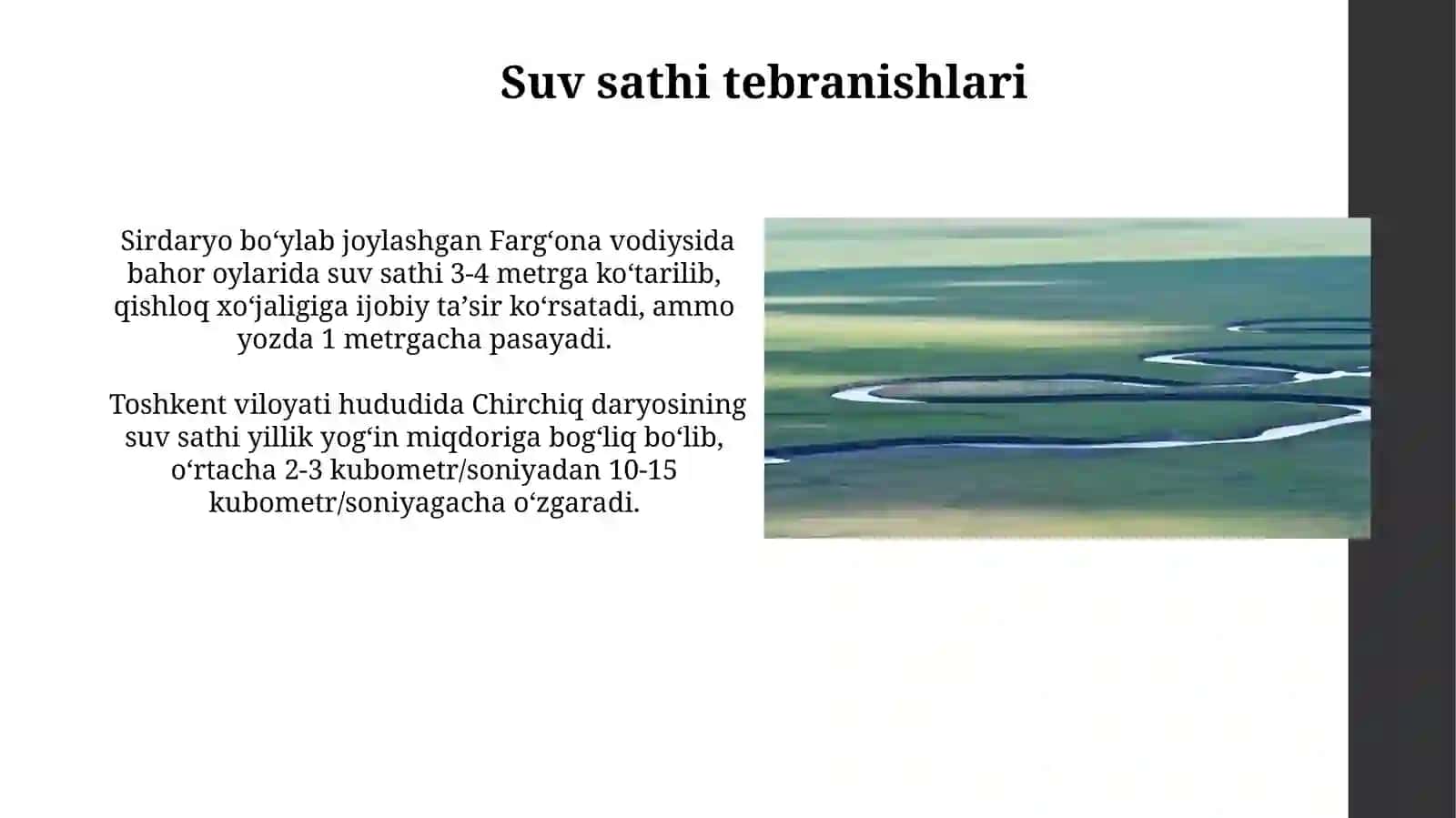 Daryolar suvrejimining davirlari 4