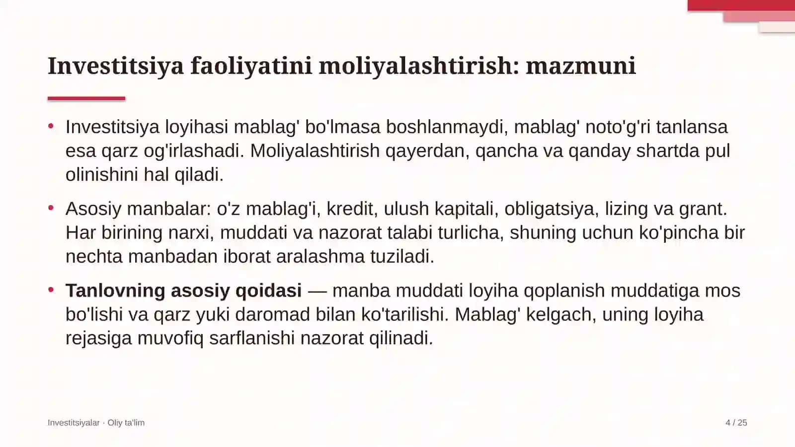 Yer osti gaz omborlarida investitsiya faoliyatini moliyalashtirish 4