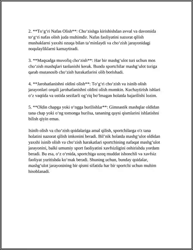 GIMNASTIKA MASHGʻULOTLARIDA XAVFSIZLIK QOIDALARI 4