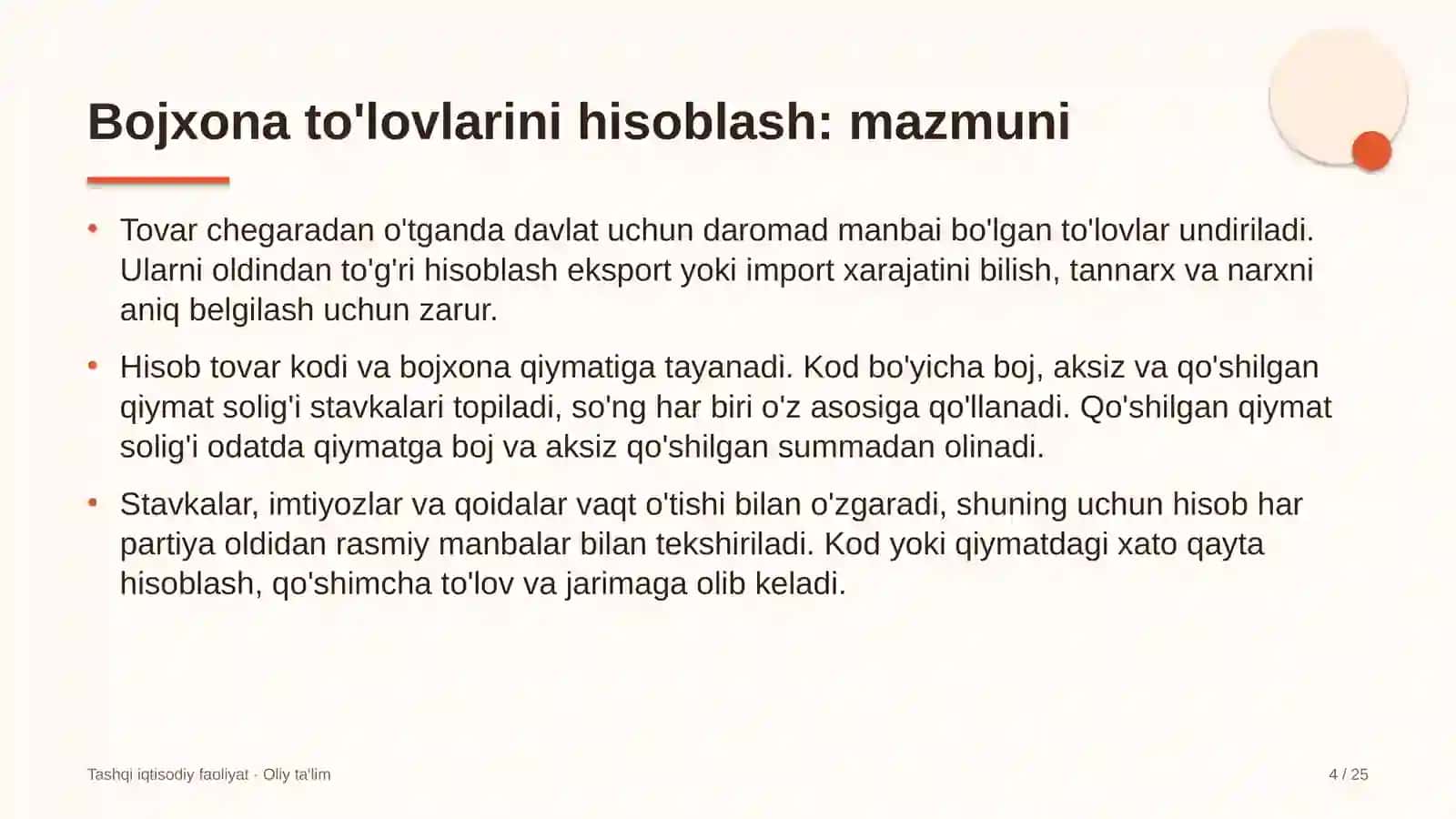 Energetikada bojxona to'lovlarini hisoblash 4