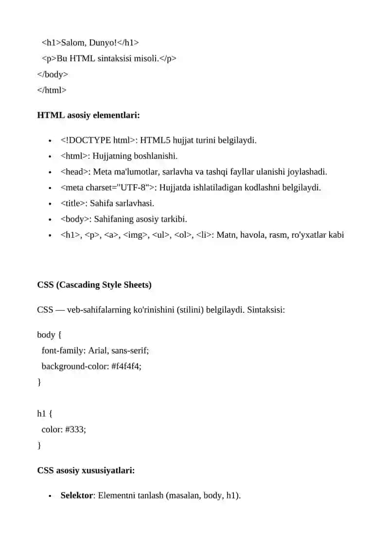 HTML, CSS, JavaScript Dasturlash 4
