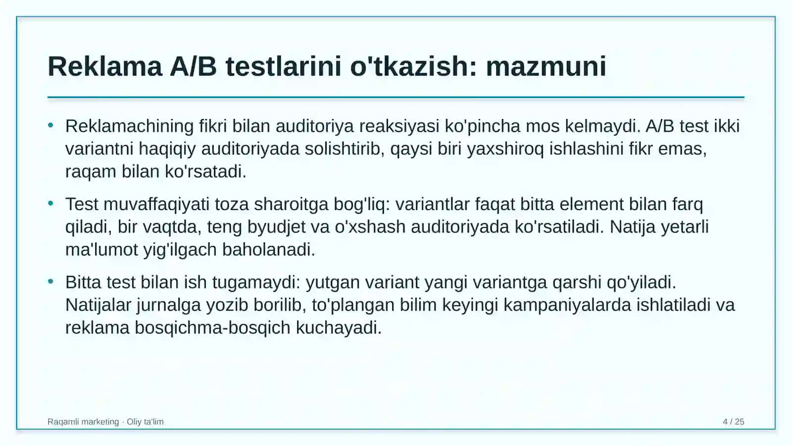 [Developerlik kompaniyalarida reklama A/B testlarini o'tkazish] 4
