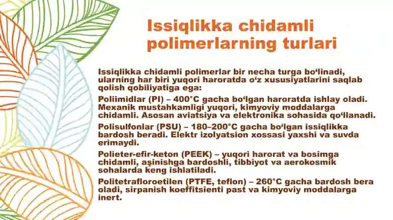 ISSIQLIKKA CHIDAMLI POLIMER MATRITSALARI 4