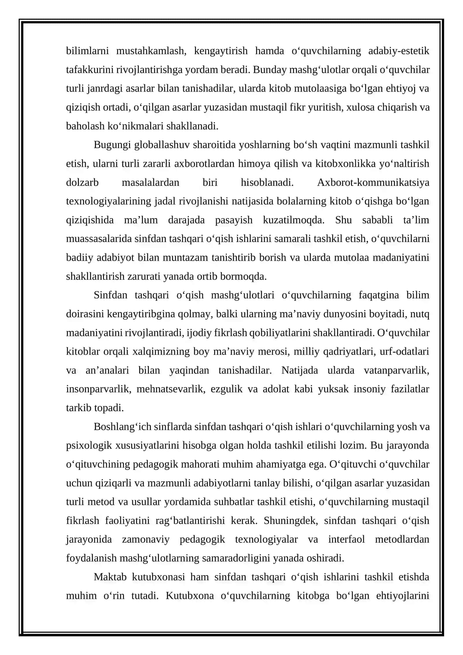 Sinfdan tashqari o‘qish va uni tashkil etish 4