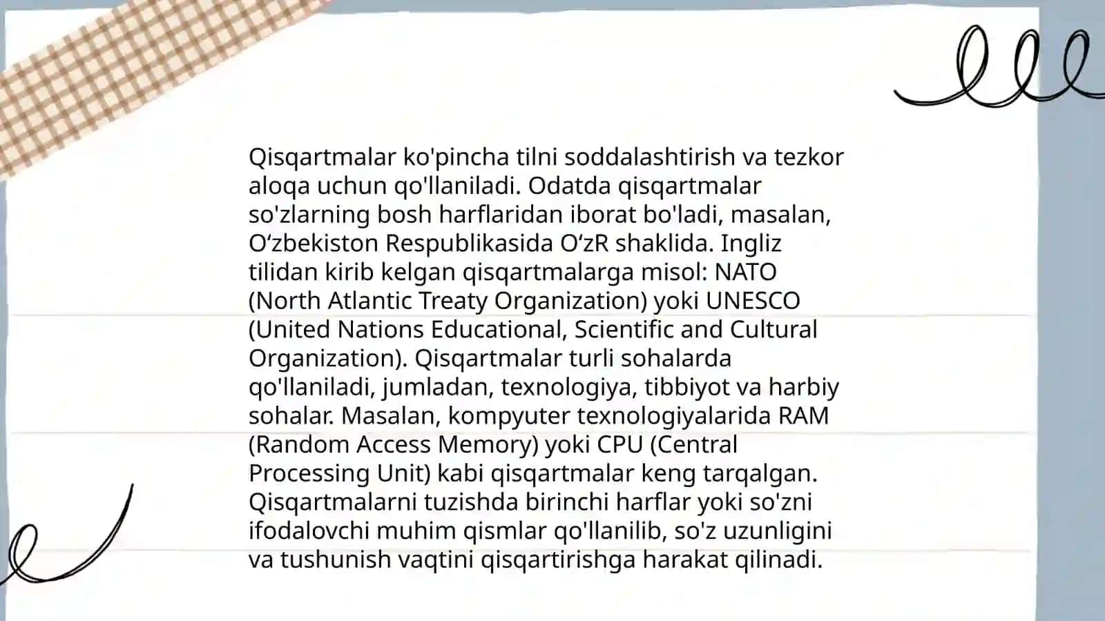Sohaga oid qisqartmalar 4