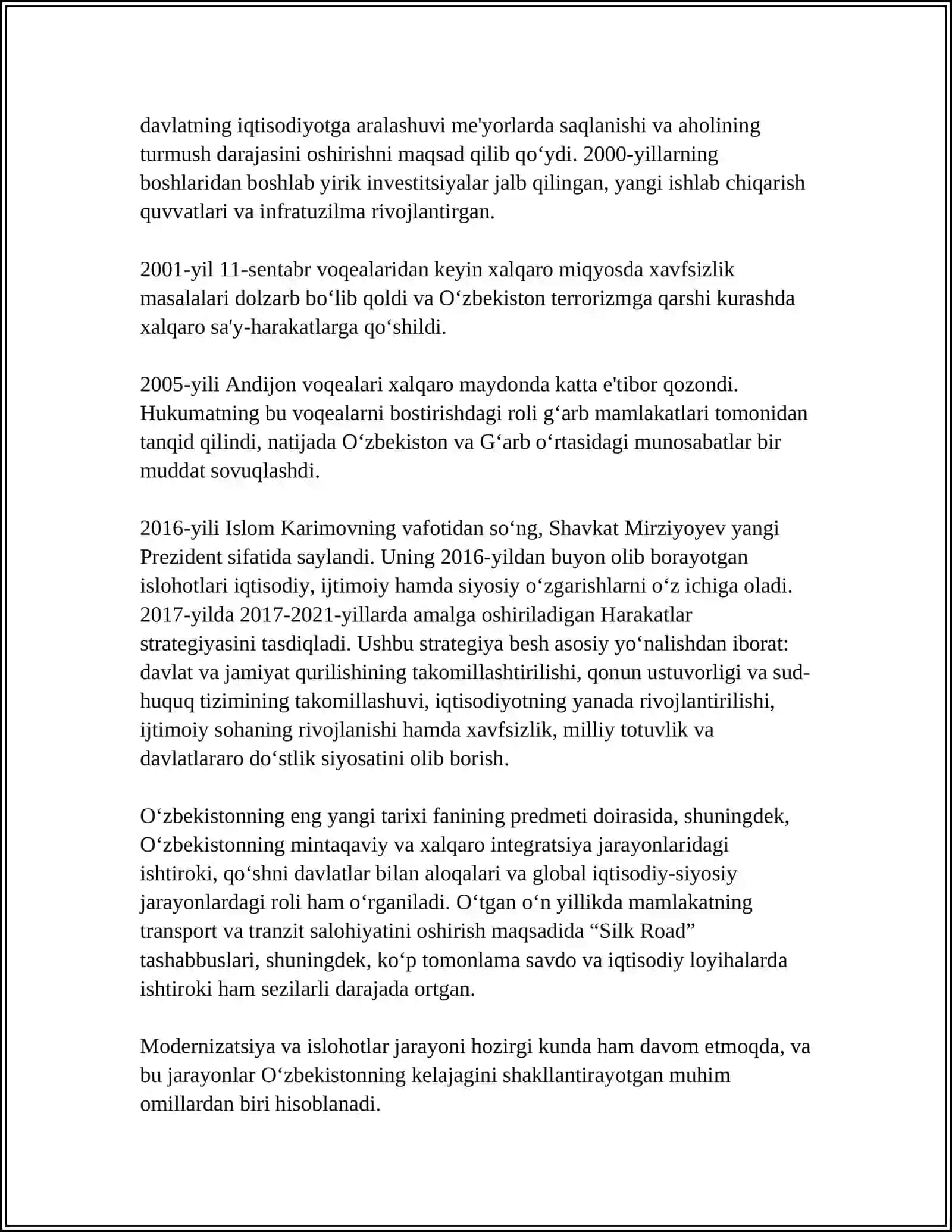 O'ZBEKISTONNING ENG YANGI TARIXI 4