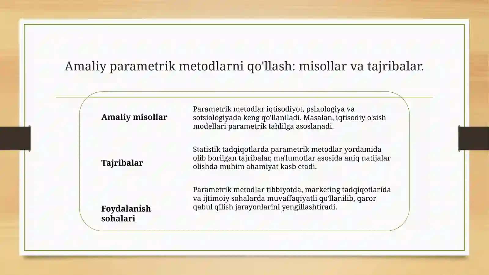 Parametrik metodlar haqida tushuncha 4
