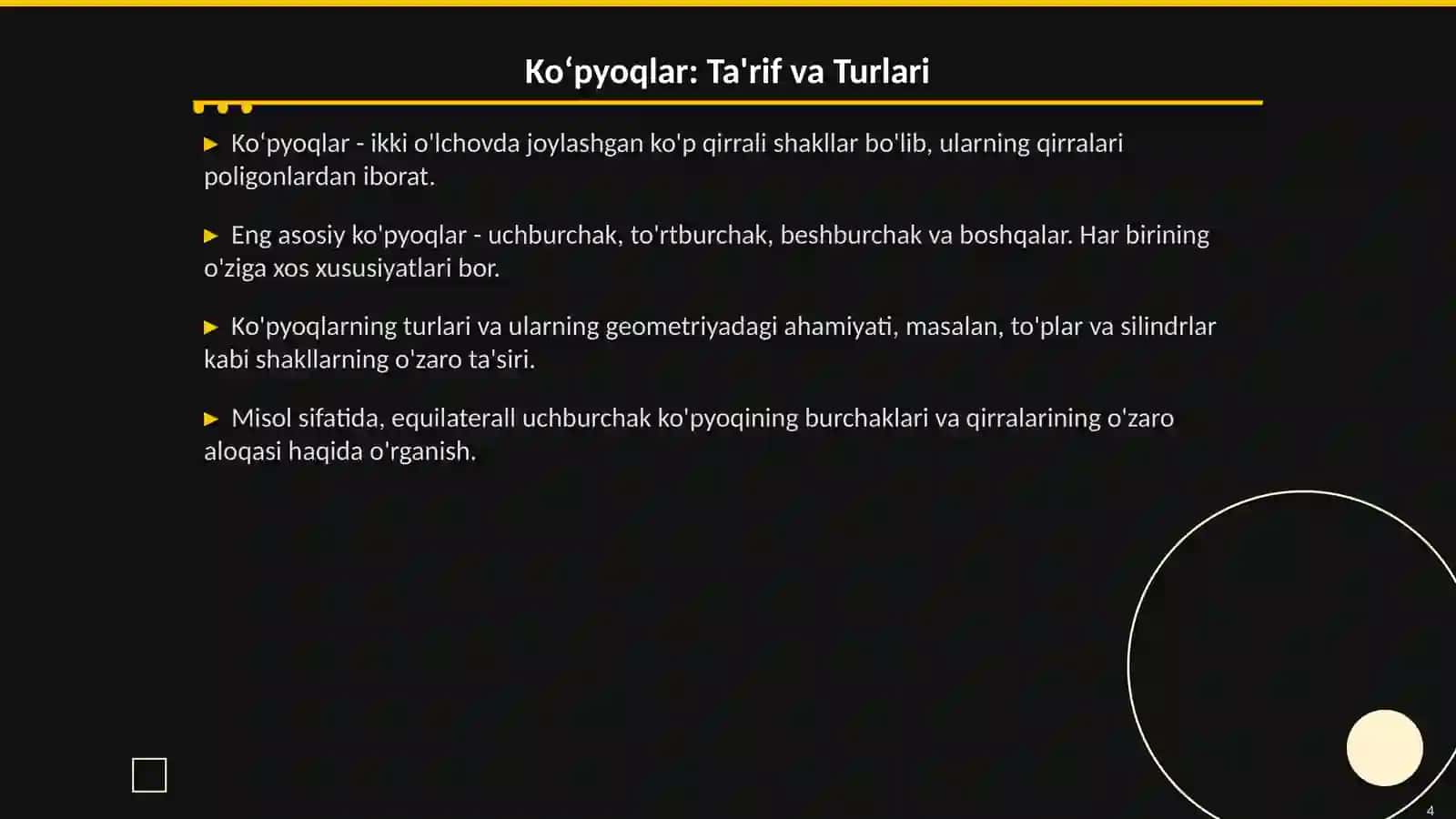 Koʻpyoqlar va Prizma 4