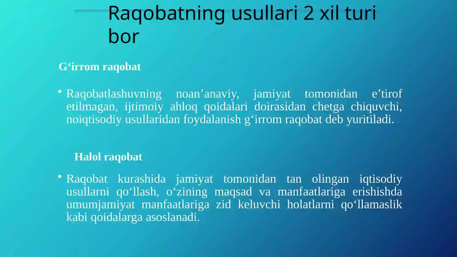 Raqobat va manapoliya 4
