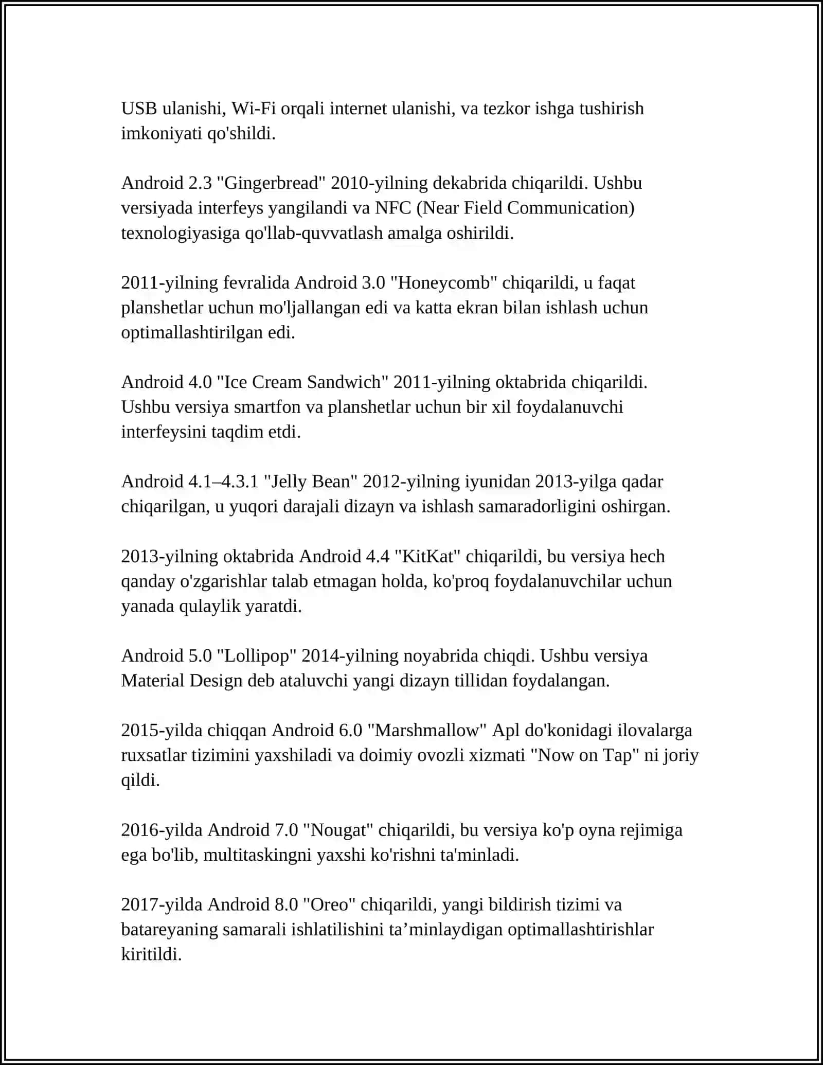 ANDROID MOBIL OPERATSION TIZIMI 4