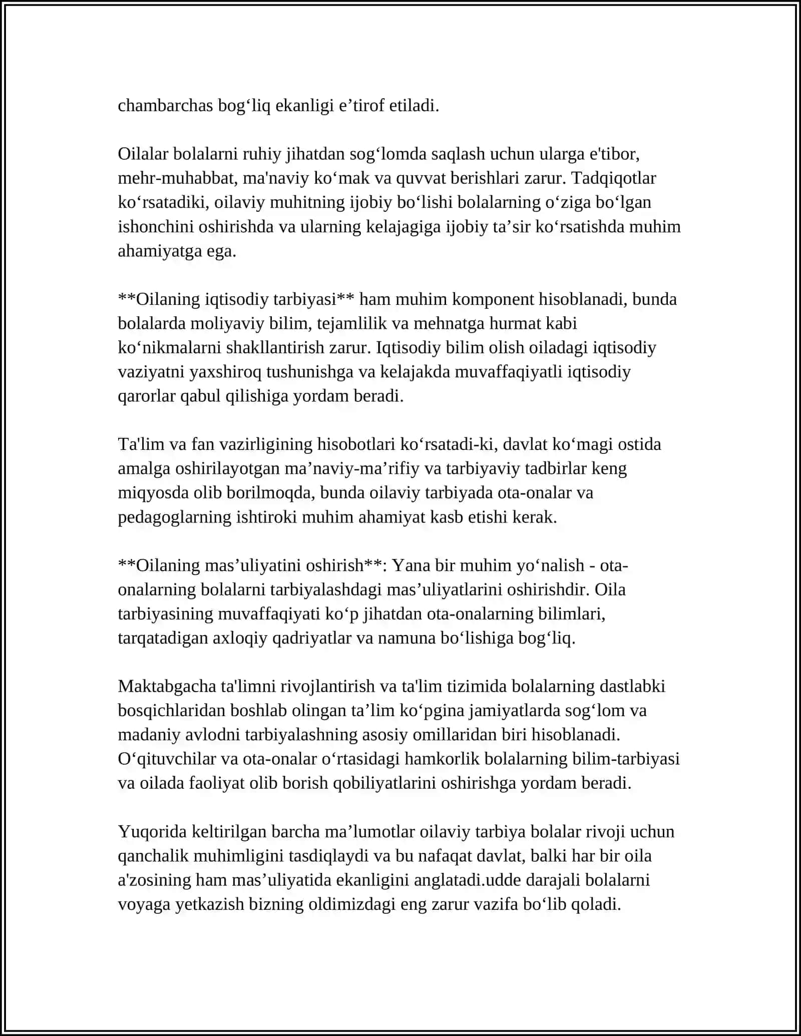 MAKTABGACHA TALIM TASHKILOTI TARBIYACHISI OILA TARBIYASIGA DOIR TAJRIBADAGI IJOBIY ISHLARNI REJALASHTIRISH 4