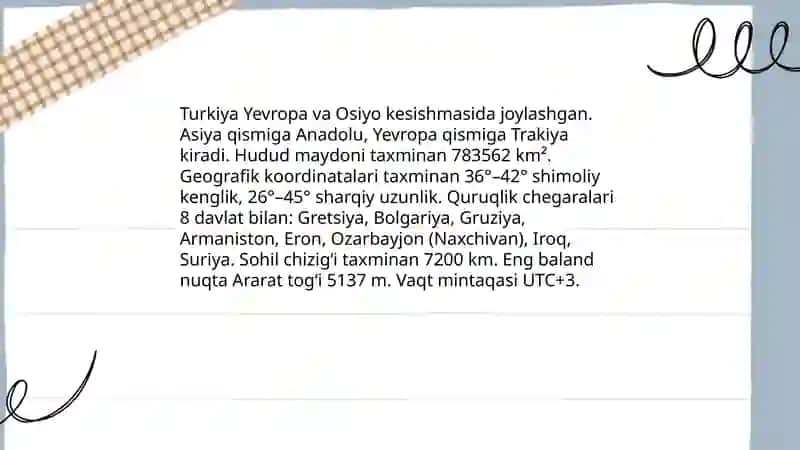 Turkiya davlati haqida slayd 4