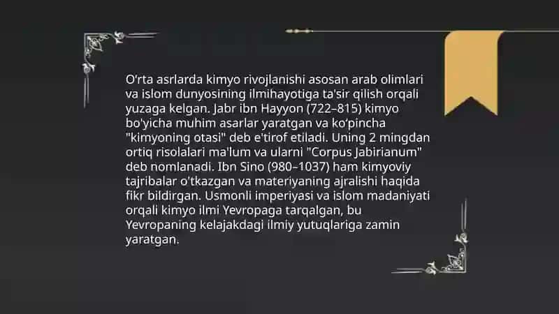 Kimyo fanini rivojlanish tarixi 4