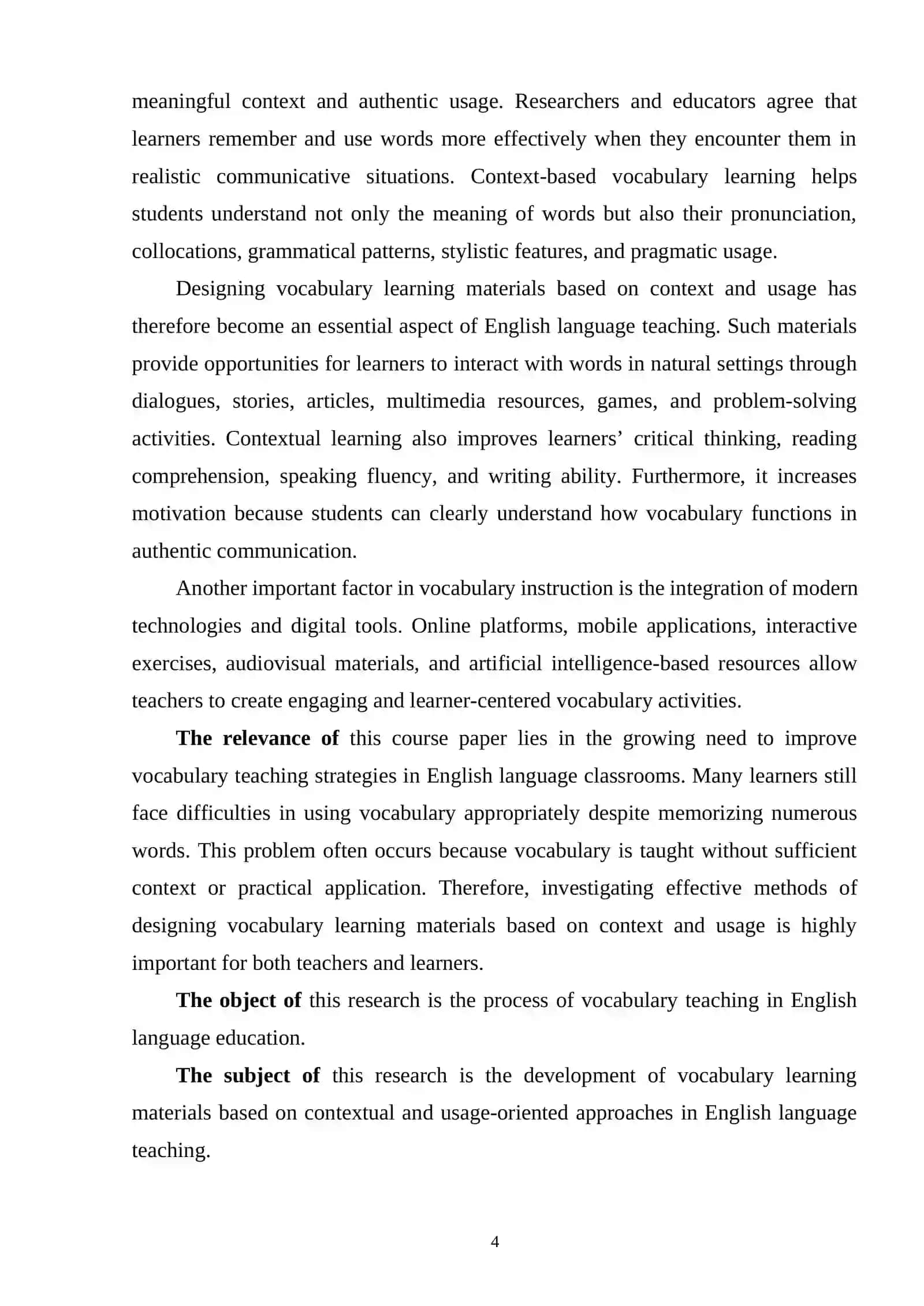 DESIGNING VOCABULARY LEARNING MATERIALS BASED ON CONTEXT AND USAGE IN ENGLISH LANGUAGE TEACHING 4