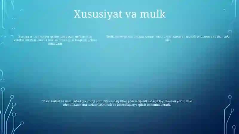 Ob'ektlar va Elementlar 4