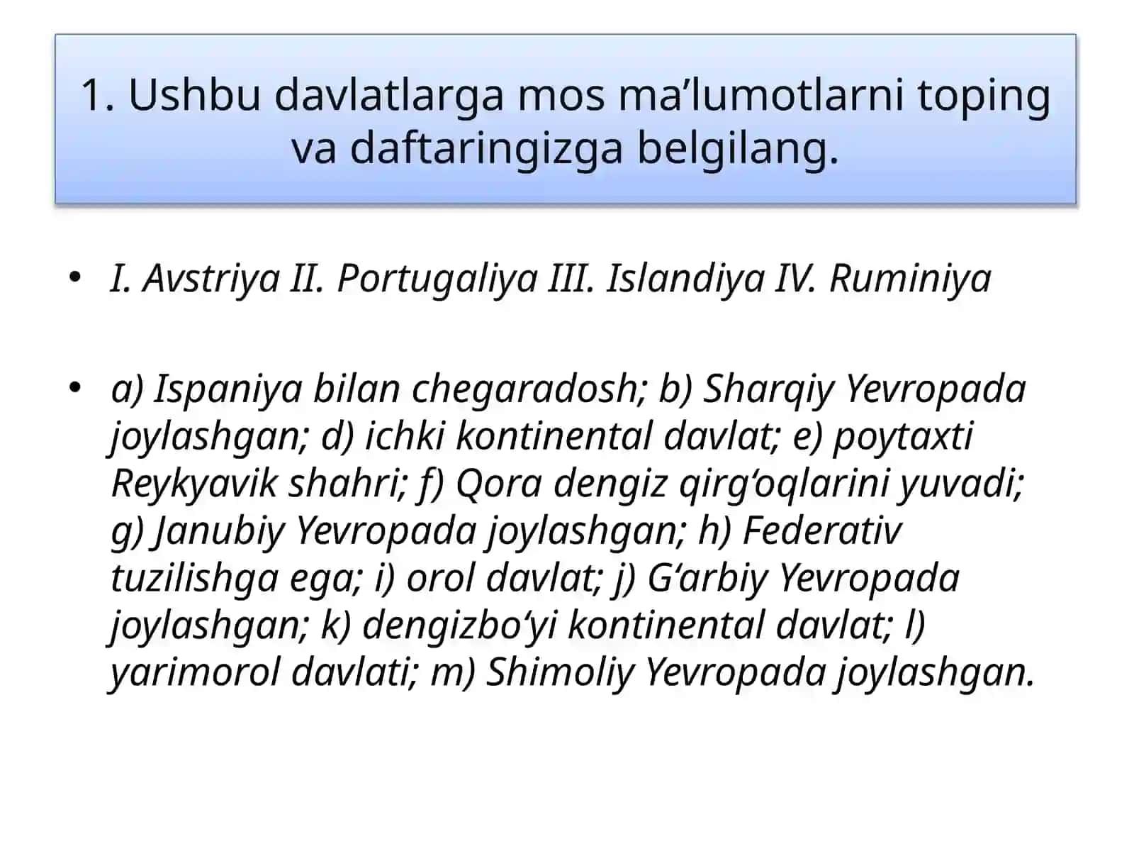 Yevropa siyosiy xaritasini    o‘rganish 4