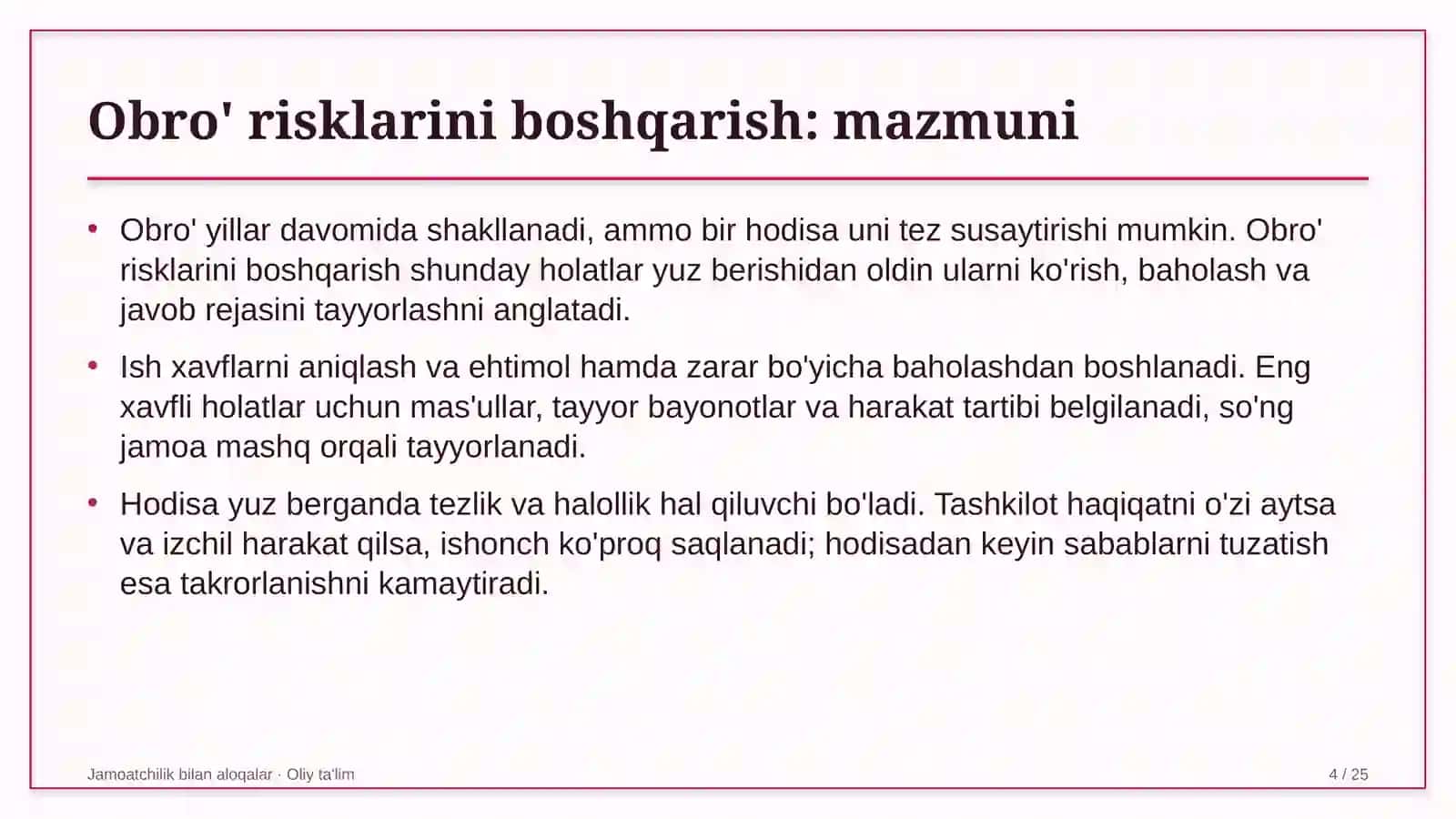 Frilans platformalarida obro' risklarini boshqarish 4