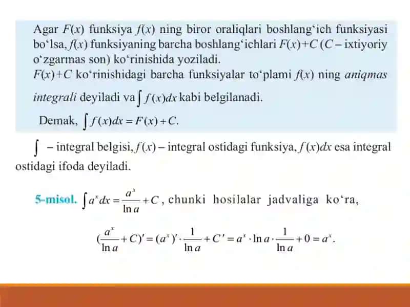 INTEGRAL HISOBNING ASOSIY QOIDALARI 4
