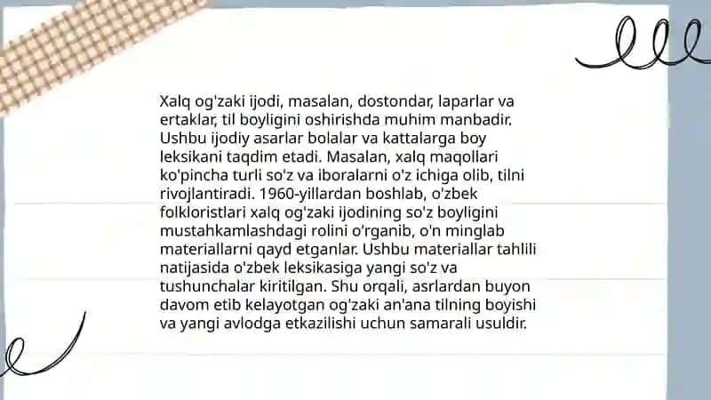 O'zbek tili leksikasining boyish manbalari 4