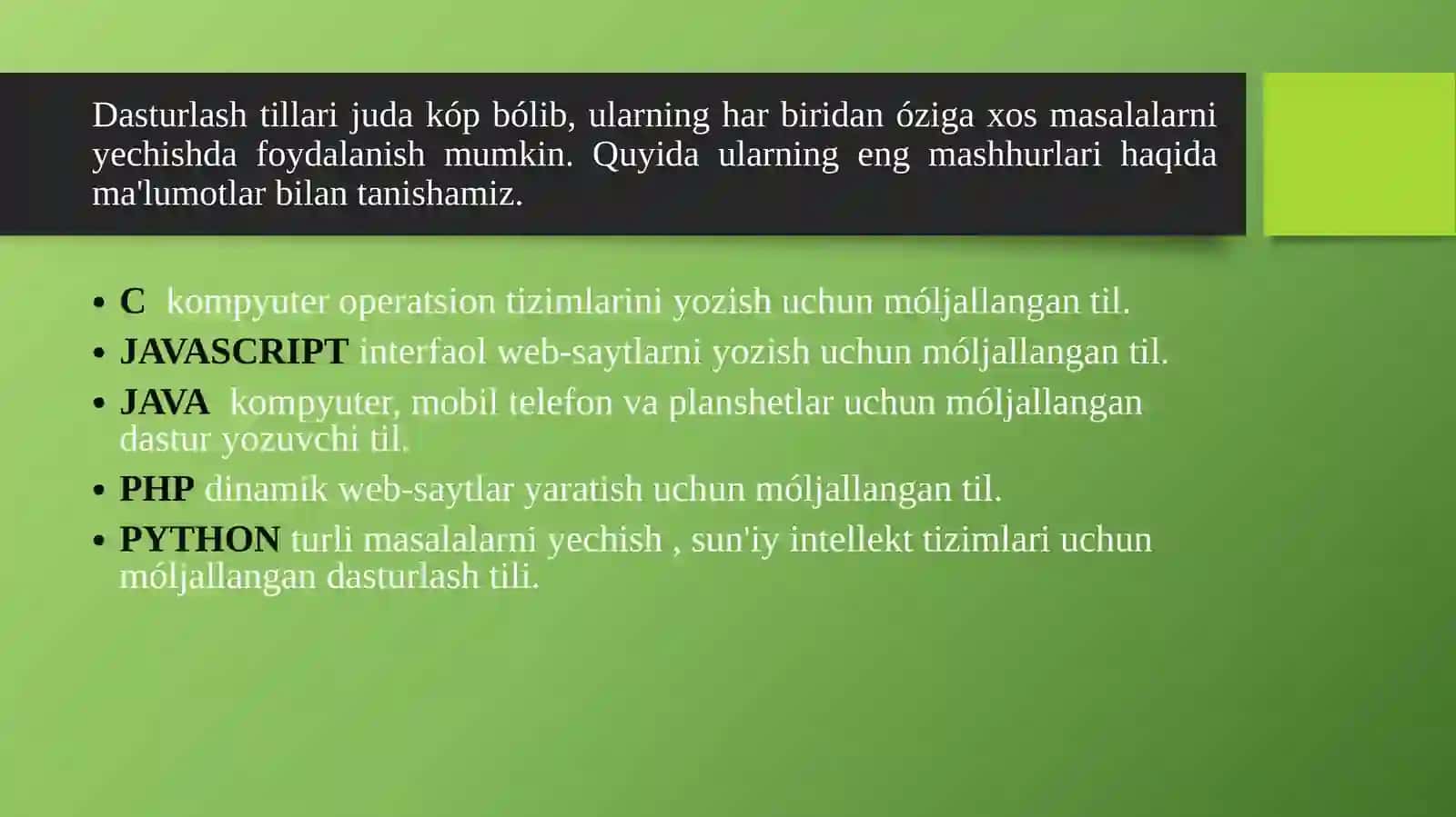Dasturlashga kirish. Algoritm tushunchasi 4