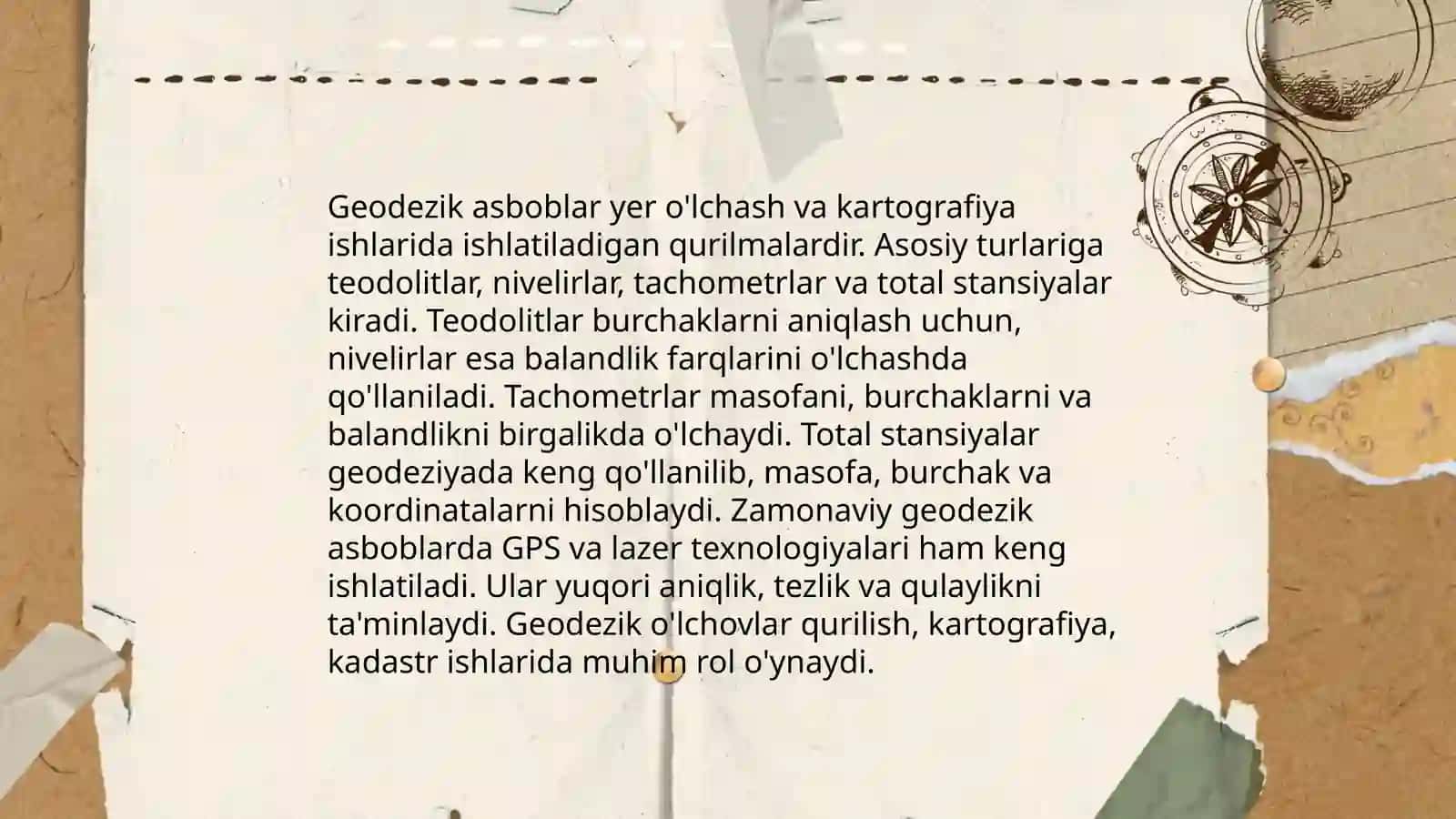 Geodeziyada chiziqlarni o'lchash 4