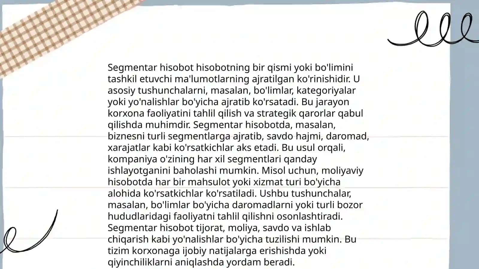 Korxonaning segmentar hisoboti 4