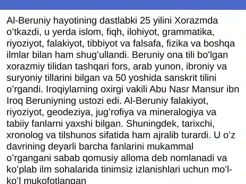 Abu Rayhon Beruniy hayoti 4