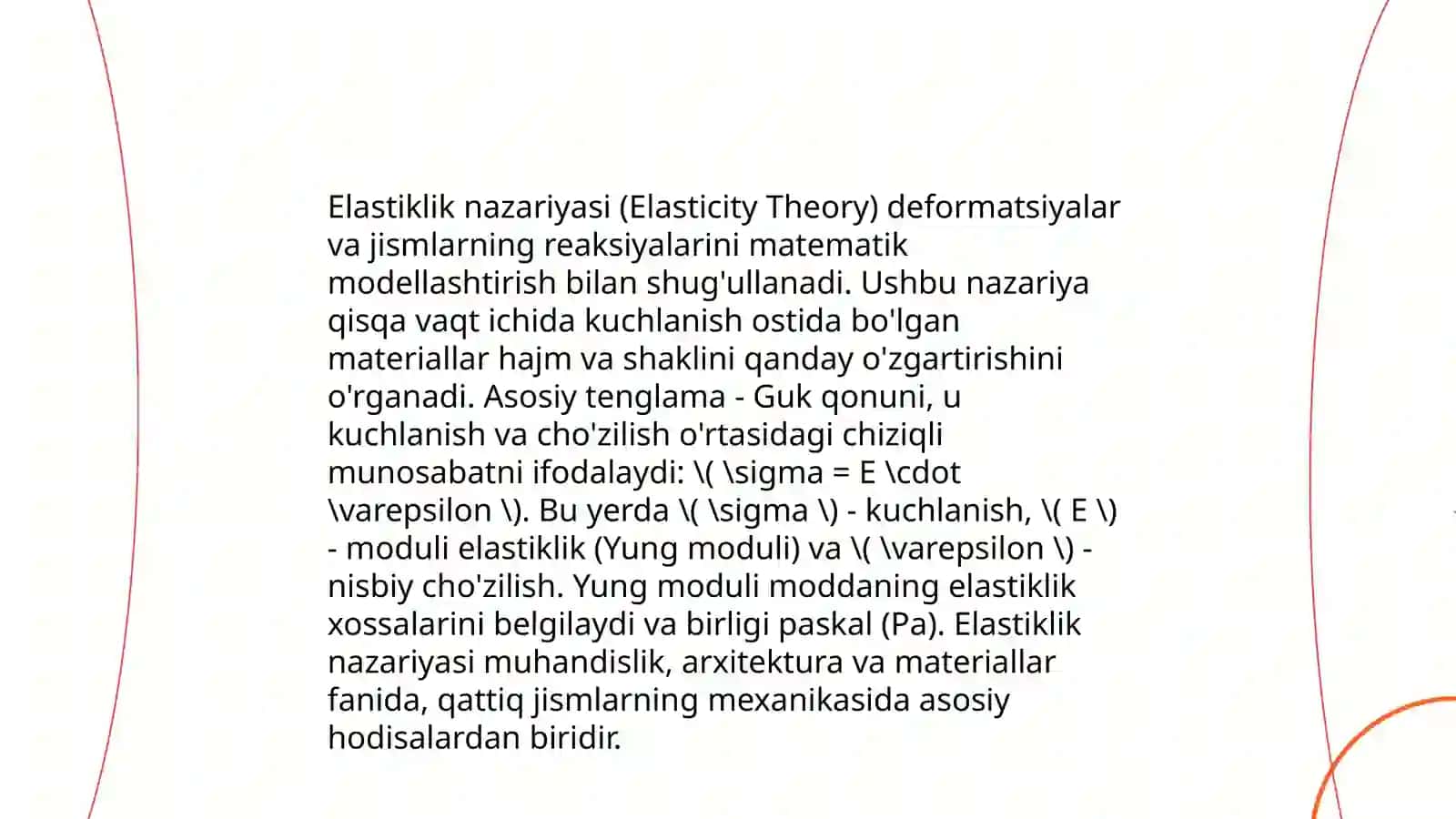 Deformatsiya Guk qonuni Elastik modul 4