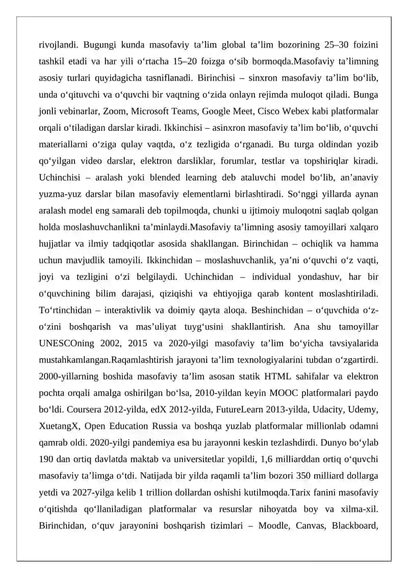 Masofaviy ta’lim va uning ahamiyati 4